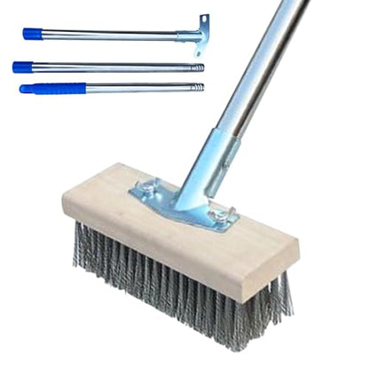 Stainless Steel Wire Scrub Brush with Long Handle, 63'' Heavy Duty Stiff Metal Bristle Scrubber Broom, Moss Remover Wire Cleaning Brushes, for Rough SurfaceConcrete Floor Patio Garden Garage - size: 20 cm