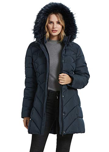 BINACL Women's Winter Warm Thicken Long Outwear Pockets Coat Parka Jacket XS-3XL - color: Navy, size: Medium