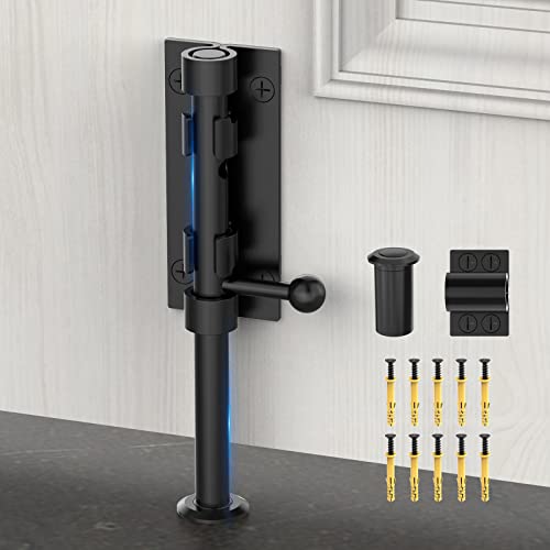 Barrel Bolt Latch, Sliding Bolt Gate Lock Door Latches Hardware, 7.8 Inch Heavy Duty Solid 304 Stainless Stee Door Lock for Fence/Wooden/Barn Door/Yard Door/Interior Door Latch - color: Black-1Pc, size: 8 Inch