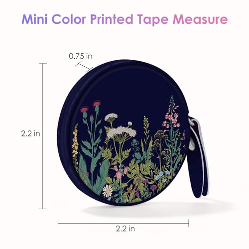 Sewing Tape Measure，Colour Printed Small Retractable Soft Measuring Tape for Tailor Cloth Fabric Body Measurements. - color: Black Flower