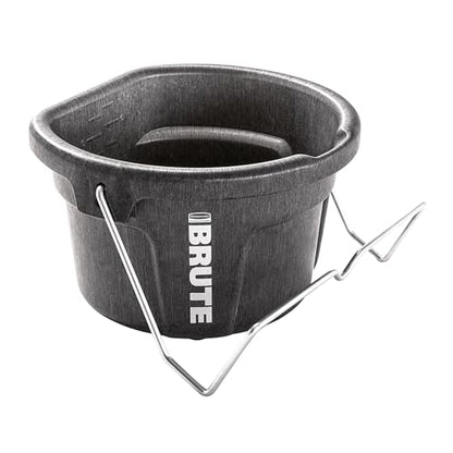 Rubbermaid Commercial Products Brute 2-Gallon 3-in-1 Flat-Back Feed Bucket with Hook-Hang-Carry Handle, RigidCell Strength, Pour Spout, USA Made for Horse & Livestock - size: 2 Gal, style: Bucket