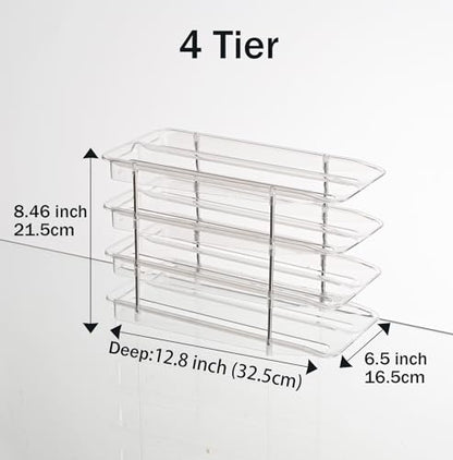 Egg Holder,4 Tier Clear Organizer with Auto-Roll Design, Adjustable Height Egg Storage Container Holds Up to 56 Eggs for Refrigerator,Kitchen Cabinet