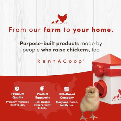 RentACoop Little Red Barn Chick Brooder Set | Durable, Lightweight, Easy-Clean, Multipurpose | with Heating Plate, Feeder, Waterer, Absorbent Hatchling Liners, Jute Liners, LED Light, Security Latch