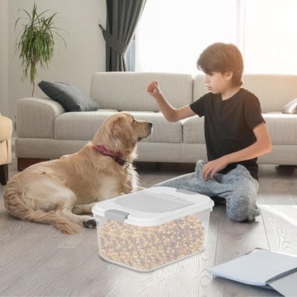 Airtight Dog Food Container – Stackable Pet Treat and Food Storage Bin with Lid, Heavy Duty Durable Bucket, Farmhouse Design | Ideal for Kitchen Pantry, Outdoor Feeding, and Pet Foods Preservation - color: Transparents