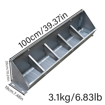 20in 40in 60in 80in Hog Feeder Livestock Feed Trough Automatic Pig Feeder Heavy Duty Stainless Steel, Separated Fence Feeder Trough, Multipurpose Livestock Trough for Pig Horse,Silver,100cm - size: 100cm