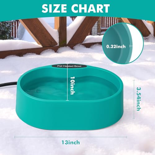 Large Heated Pet Water Bowl for Dogs, 3.7L Heated Dog Bowl Outdoor Heated Water Bowl for Cats,Chicken, Heated Dog Water Bowl -Keep Water Warm in Winter,35W Thermostatic Control and Anti Chew Cord - size: Oval 3.7 Litres