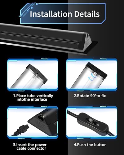 LUCKY HERP T5 Reptile Light Fixture Combo Kit 24W (New Upgrade), UVB Reptile Light Fixture with Desert UVB 10.0 22" Fluorescent Tube, UVA UVB Reptile Light for Lizard, Bearded Dragon, Tortoise - size: 22 Inch