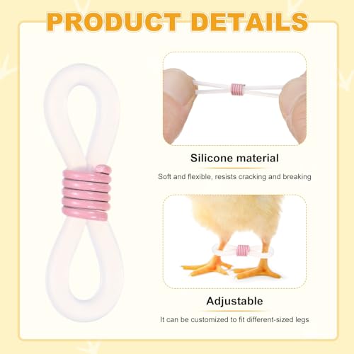 M METERXITY 50-Pack Adjustable Chick Leg Bands, 0.79" x 0.2" Silicone Chicken Leg Brace for Chicks/Ducks/Birds [Pink] Poultry Leg Bands - color: Pink