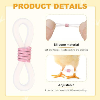 M METERXITY 50-Pack Adjustable Chick Leg Bands, 0.79" x 0.2" Silicone Chicken Leg Brace for Chicks/Ducks/Birds [Pink] Poultry Leg Bands - color: Pink