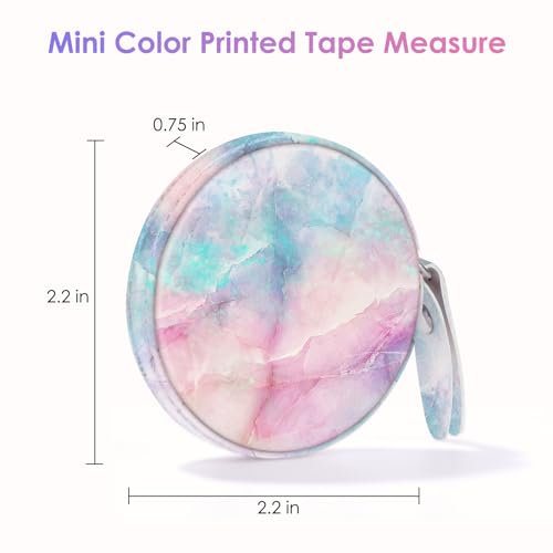 Sewing Tape Measure，Colour Printed Small Retractable Soft Measuring Tape for Tailor Cloth Fabric Body Measurements. - color: Coloured Marble
