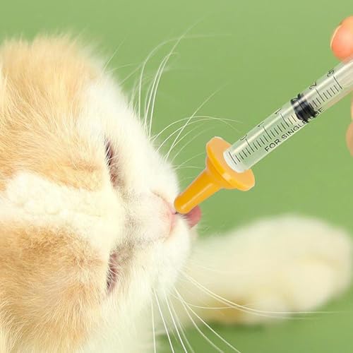Pet Feeding Bottle and Syringe Set, Pet Nursing Bottle, Silicone Nipples, Feeder Kit for Small Animal, Newborn Puppies and Kittens, Rabbit, Squirrels (Yellow) - color: Yellow