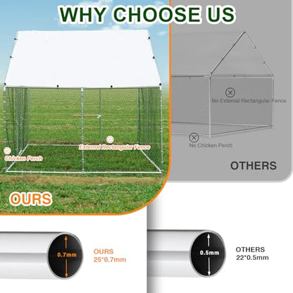 Large Metal Chicken Coop Heavy Duty Chicken Pens Outdoor with Top Walk in Poultry Cage Chicken Run Dog Kennel with Water Resident and Anti-UV Cover for Yard with Cover Duck Rabbit Cage - size: 117.6"L x 79.2"W x 79.2"H