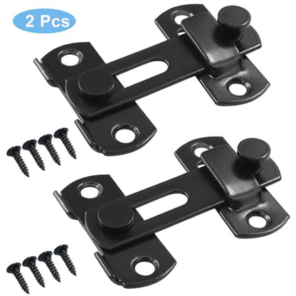 Waziaqoc 2 PCS Barn Door Latches, 2.75 x 2.02 Inch Sliding Barn Door Lock, Stainless Steel Gate Latches for Barn Door Cabinet Window Closet Door, Black - size: 2.75 x 2.02 Inch