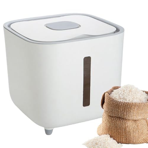 Rice Dispenser - 10kg Airtight Storage Container Clear Window, Bulk Grain Keeper Box, Secure Lid Dry Goods Organizer, Pantry Capacity Solution, Moisture Control Canister | for Kitchen Cereal Pasta - color: White