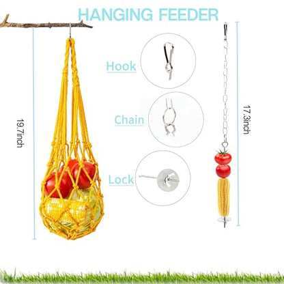 Chicken Toys for Coop Accessories，Chicken Chewing Toy Hanging Feeder Chicken Xylophone Mirror Vegetable Fruits Skewer for Hens Chick Bird Parrot（B）