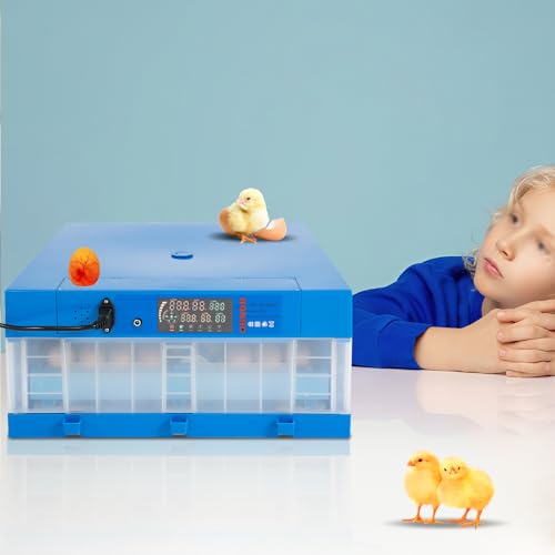48 Egg Incubator with Humidity Display, 2-in-1 Candler, General Purpose Incubators, Digital Poultry Hatcher w/Automatic Egg Turner, Temperature & Humidity Control, LED Screen for Hatching Chickens