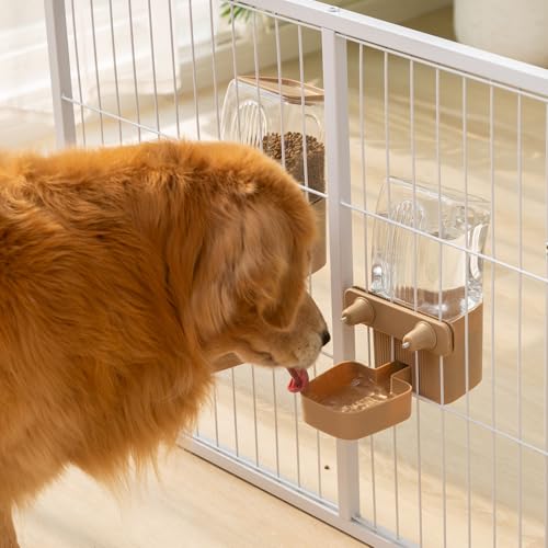 50 oz Rabbit Water Dispenser,Gravity Dog Water Bowl Dispenser for Cage,Auto Water Bottle for Ferret,Cat,Dog and Other Animals, Compatible with Widemouth Cages - color: Brown