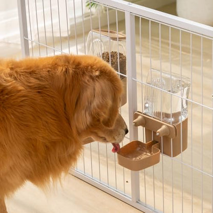 50 oz Rabbit Water Dispenser,Gravity Dog Water Bowl Dispenser for Cage,Auto Water Bottle for Ferret,Cat,Dog and Other Animals, Compatible with Widemouth Cages - color: Brown