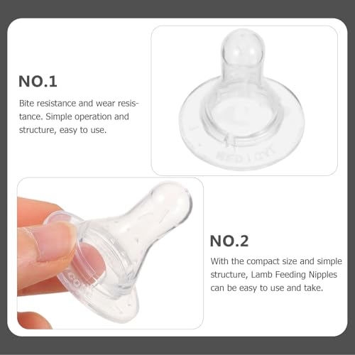 Abaodam 10Pcs Lamb Feeding Nipples Silicone Milk Bottle Pacifiers for Calf Goat Sheep Nursing Replacement Durable Soft Rubber Milk Drink Accessories