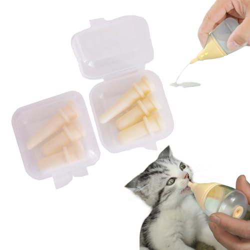 6pcs Replaceable and Reusable Silicone Nipples for Kitten Bottles for Nursing,Puppy Bottles for Nursing Puppy Milk, Anti-Choking Puppy Feeder Design,for Feeding Newborn Pets (Yellow, 6pcs nipples) - color: Yellow, size: 6 Count (Pack of 1)