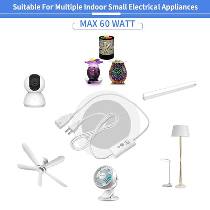 HNB Auto Off Timer for Oil Wax Warmer Burner Indoor Small Appliances Timer Plug for Electrical Outlet 5 Timing Setting 12 Hours Timed Power Switch (timer5D2.5m1pc) - color: white A