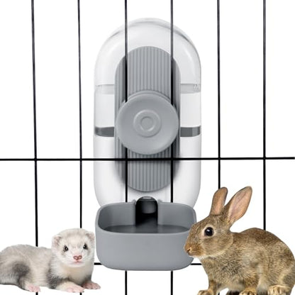 Lemtrflo 28oz Hanging Automatic Water Dispenser，Rabbit Water Bottle,Bunny Guinea Pig Ferret Water Bowl for Cage,Suitable for Small Animal Puppies(Cage Grid Spacing Over 1.2'') (Gray) - color: Gray