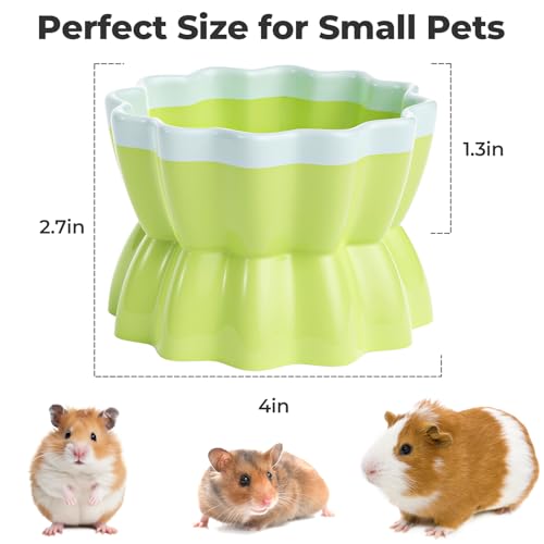 mini&moe Hamster Food Bowl - Ceramic Guinea Pig Bowl Anti-Turning Small Pet Food Feeding Dish for Rabbit Rat Gerbil Mouse Chinchilla - color: Green