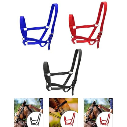 Cow Halter 2pcs Horse Halter,Chin and Throat Snap,PP Good Durability Wear Resistant Rope for Pasture Racecourse Farm(Red) - color: Red