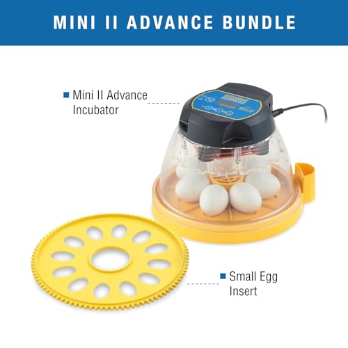 Brinsea Mini II Advance & Insert, Egg Incubator with Automatic Egg Turning and Temperature Control for Hatching 7 Eggs or up to 12 with Insert, Ideal Incubator for Hobbyists and More - size: 7 Eggs with extra insert