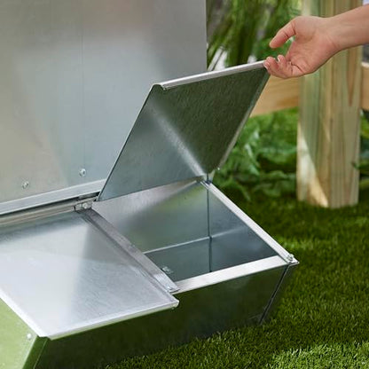 Brower 2 Door Heavy Duty Galvanized Steel Alloy Supplement Outdoor Hog Feeder with Free Acting Doors for 8 Full Grown Hogs and Pigs