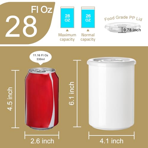 Sweejar Ceramic Food Storage Jar, Salt Container with Airtight Plastic Lid & Date Tracker, 28 Oz Kitchen Canisters for Flour, Rice, Sugar, Coffee, Spices, Pantry Organization (White) - color: White, style: 28 Fl Oz (Plastic Lid)