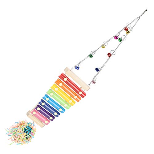 Chicken Xylophone Toy,Hens Parrots Hanging Wooden Pecking Xylophone with Bell Coop Chicken Pecking Toys Chicken Swing Ladder Toys