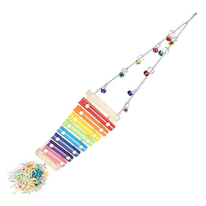 Chicken Xylophone Toy,Hens Parrots Hanging Wooden Pecking Xylophone with Bell Coop Chicken Pecking Toys Chicken Swing Ladder Toys