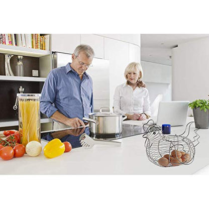 Chicken-Shaped Egg Basket Metal Chicken Shaped Wire Egg Storage Basket Holder Rack - Store 24 Eggs for Home Kicthen