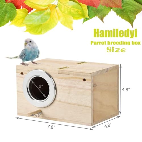 Hamiledyi 2PCS Parakeet Nesting Box Bird House Bird Nest Wood Breeding Box Parrot Mating Box for Parrot Lovebirds Cockatiel Conure Cockatoo Budgie Finch Canary（Style A）