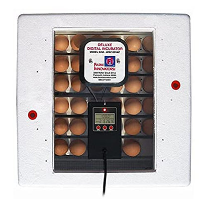 Farm Innovators 2450 Heated Digital Circulated Air Incubator with Automatic Egg Turner for Improved Egg Hatching of Up To 41 Eggs, White (2 Pack)