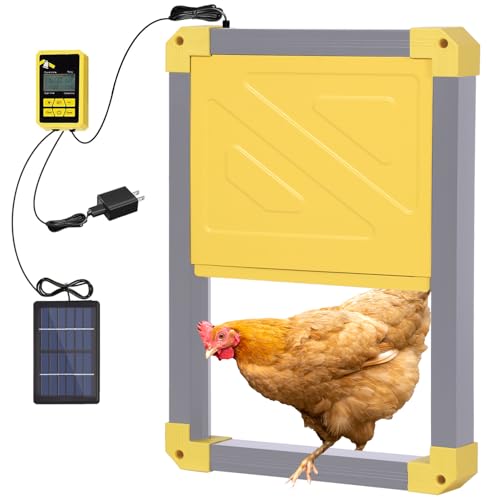 Suumerpety Solar-Powered Automatic Chicken Coop Door - Weatherproof & Predator-Resistant Auto Opener for Chicken Houses/Duck Runs, Dual Power Modes, Safety Sensor, Easy Installation (Grey)