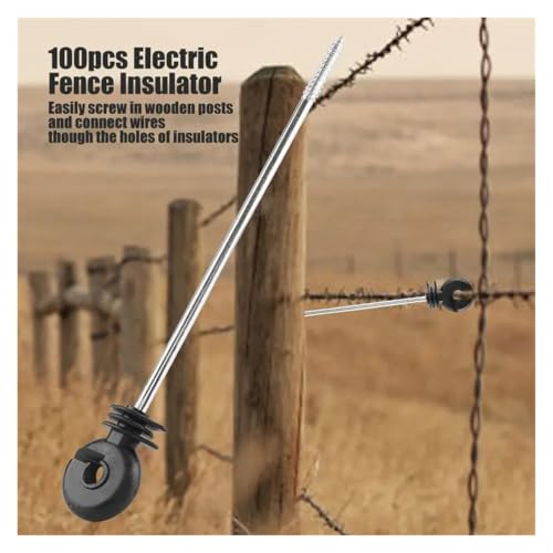 Electric Fencing Ring Insulators 100Pcs Electric Fence Insulators Plastic Ring Long Distance Screw in Insulator for Wooden Post