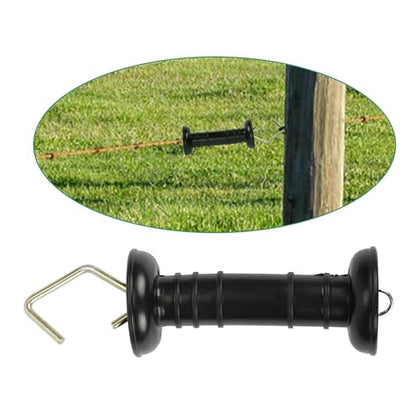 10 Pcs Plastic Electric Fence Gate Handle Insulators, Gate Handle with Spring Handle Heavy Duty Electric Fence Gate Handle Spring Gate Handles for Electric Fence, Black