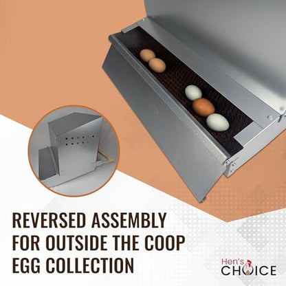 Hen's Choice™ - Reversible Roll Out Nest Box for Chickens | Roll Away Nest Box | 2 Compartment 21" | Heavy Duty Galvanized - size: Medium 21"