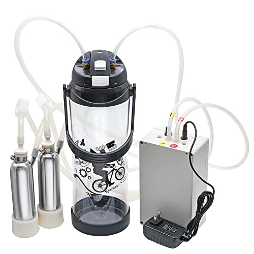 Milking Machine for Cows 3L Pulsation Vacuum Electric Suction Pump Milking Machine Portable Milking Equipment with 2 Teat Cups - style: Cow