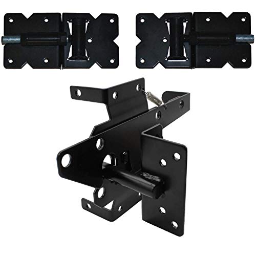 Vinyl Fence Hardware Kit - Black Gate Hinges & Latch for PVC Fencing - size: Black - Each