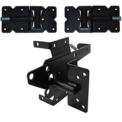 Vinyl Fence Hardware Kit - Black Gate Hinges & Latch for PVC Fencing - size: Black - Each