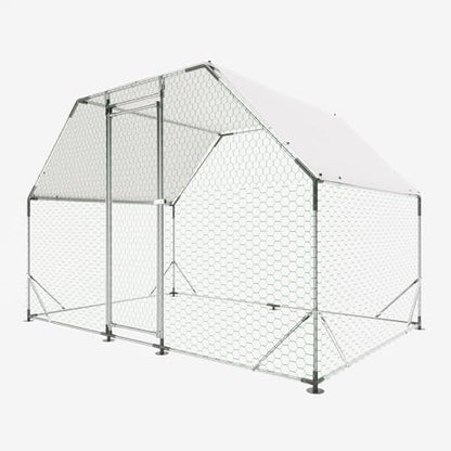 Large Metal Chicken Coop, Walk in Chicken Coops with Run, Heavy Duty Chicken Runs for Yard with Cover, Outdoor Farm Duck Rabbit Cage Poultry Pen (9.94 ft x 6.46 ft)