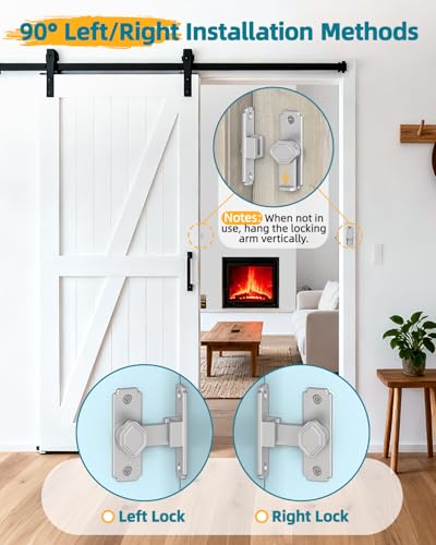 90 Degree Barn Door Lock, Small Sliding Barn Door Latches, Rust-Proof Sliding Gate Latch Lock for Garden, Bathroom, Cabinet, Pet Cage, Window, Shed (Silver-1PC) - color: Silver-1PC