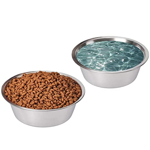 FOYO Stainless Steel Pet Bowls Set - Dog Dishes for Small/Medium Dogs, 29 OZ Food and Water Bowls, Set of 2 - size: 3.5 Cups(29 OZ)