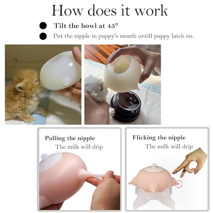 Doggiema Puppy Milk Feeder Nipple Puppy Bottle Puppy's Feeder Dongdong pet Mini Puppy 150ml - size: S Size(Kitten/Mini Puppy)