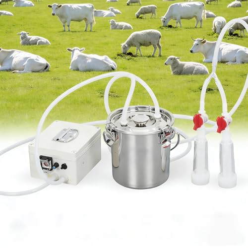 Portable Goat Milking Machine 3L, 304 Stainless Steel Electric Milker with Adjustable Pulsation and 5200mAh Rechargeable Battery, Cordless Milking Machine for Goats and Sheep