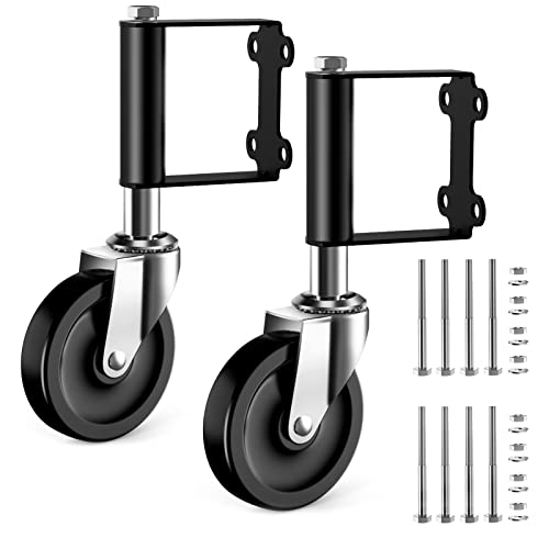 Ronlap Gate Wheels for Wooden Gate, Gate Caster Wheel Spring Loaded for Metal Tube Swing Gate Fence Gate Wheel for Gates Heavy Duty Outdoor Farm Gate Rollers, 220 Lbs, Upgraded 4 Inches, 2 Pack, Black - style: Upgraded 4 Inches Without Brake