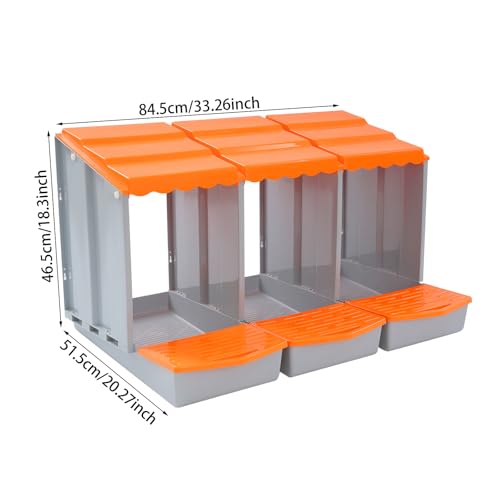 Chicken Nesting Boxes, 3 Compartment Nesting Boxes for Laying Eggs, Roll Away Nesting Box Egg Collection Tray, Wall Mount Poultry Roll Away Chicken Laying Boxes (Orange) - color: 3 Compartment Nesting Boxes (Orange)